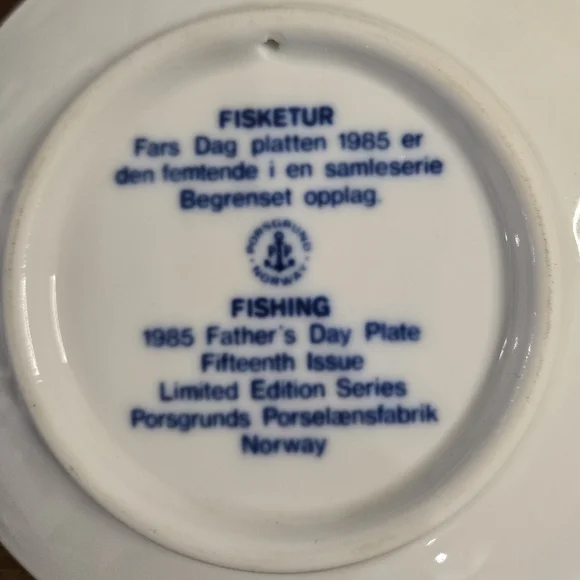 Porsgrund Collector Edition Fathers Day Plates 1983-1987 - Picture 10 of 12